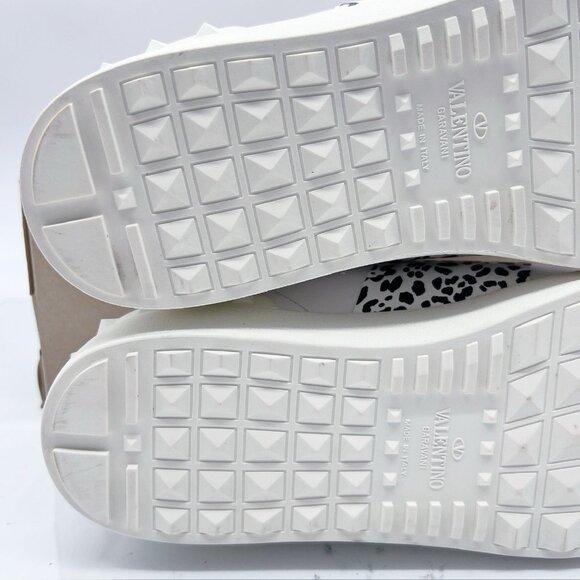VALENTINO GARAVANI Rockstud Untitled Leopard Sneaker Men White Leather EU42 US 9 - Picture 10 of 15